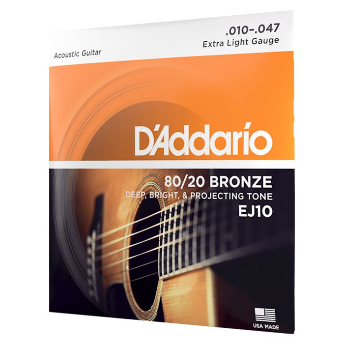 D'Addario EJ10 80/20 Bronze Extra Light Acoustic Guitar Strings