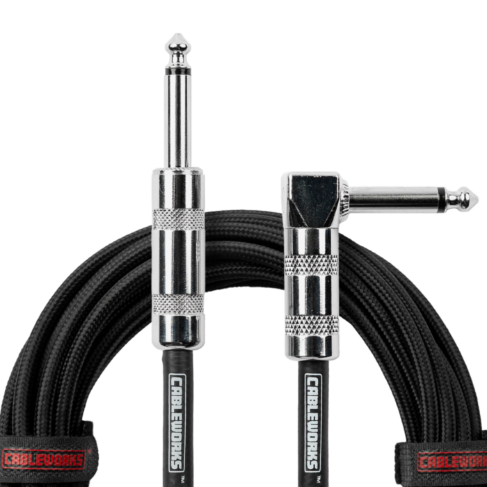 Gator Straight to Right Angle Braided Instrument Cable - Black - 20ft