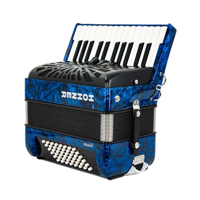 Hohner Bravo II 48 Chromatic Piano Accordion 26 Key and 48 Bass - Pearl Blue