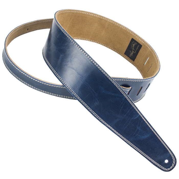 Omg Music Henry Heller Deluxe Guitar Strap - Vintage Blue With Cream Stitching