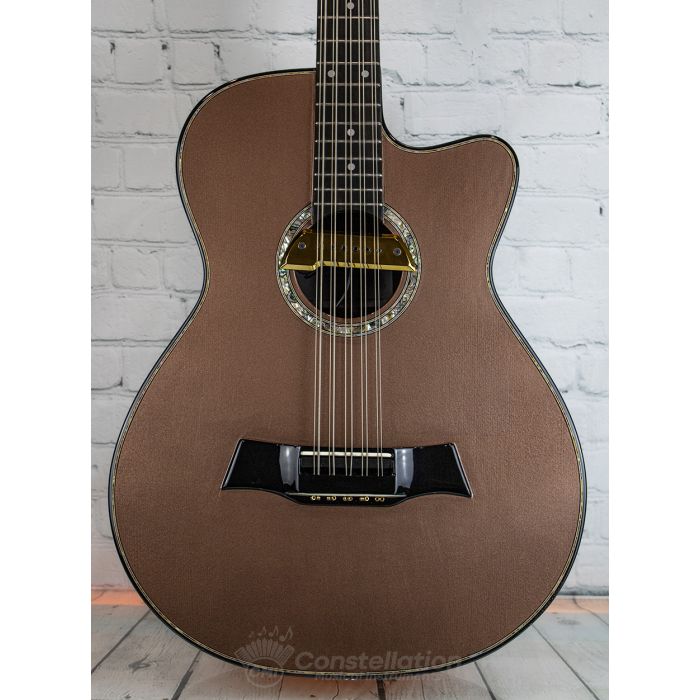 Sevillano R1 Bajo Quinto Single Cutaway with Sound Hole Pickup and SKB Case - Brown Metallic