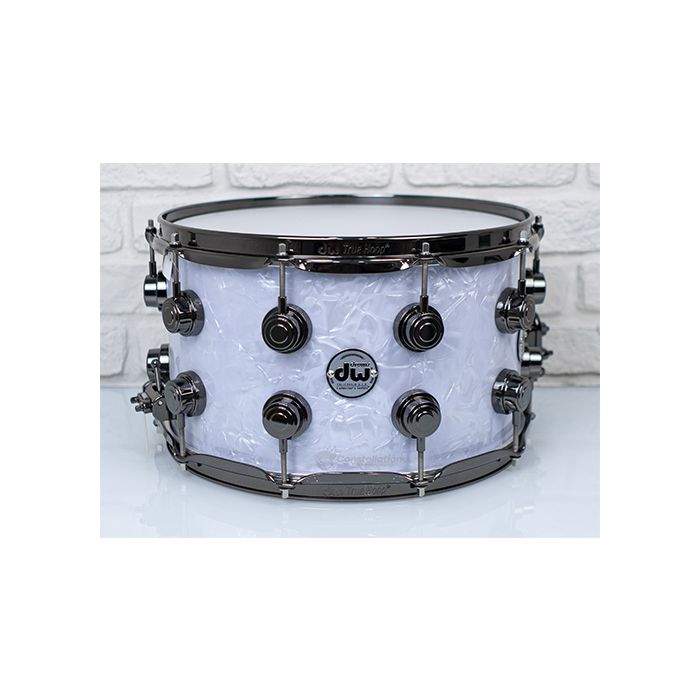 DW Collector's Series Snare Drum - 8 x 14-inch - Marine White - Black Hardware