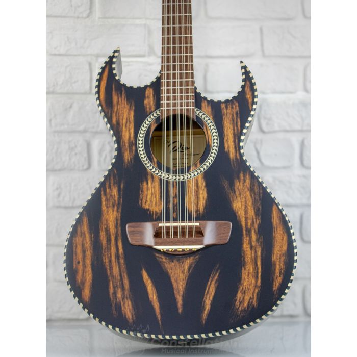 Del Rio Bajo Quinto with Sound Hole Pickup and SKB Case - Double Cutaway - Spalted Top - Black Matte Satin Finish