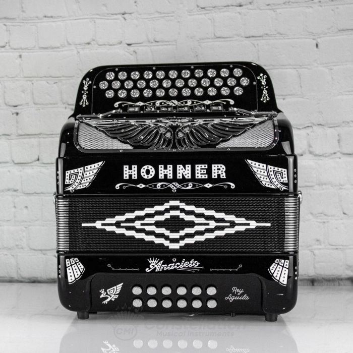Hohner Anacleto Rey Aguila Two Tone Compact Button Accordion - Black