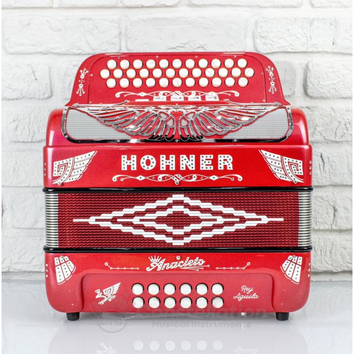 Hohner Anacleto Rey Aguila 5 Switch Compact Button Accordion - Red Metallic