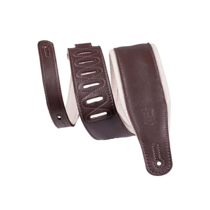 Levy's 3.25 inch Staple Series Guitar Strap - Dark Brown Cream Backing