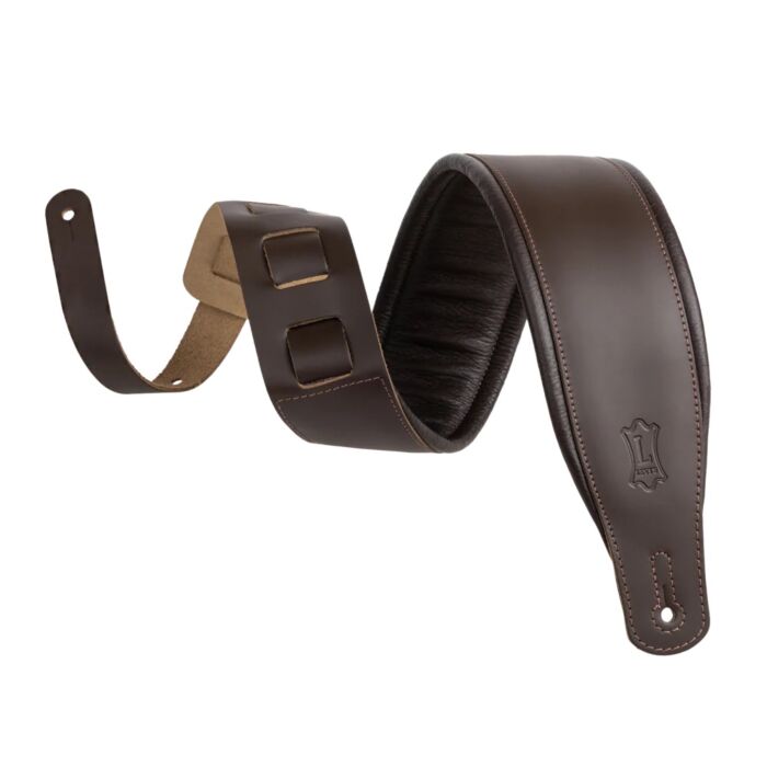 Levy's 3 inch Amped Leather Series Padded Leather Guitar Strap - Brown