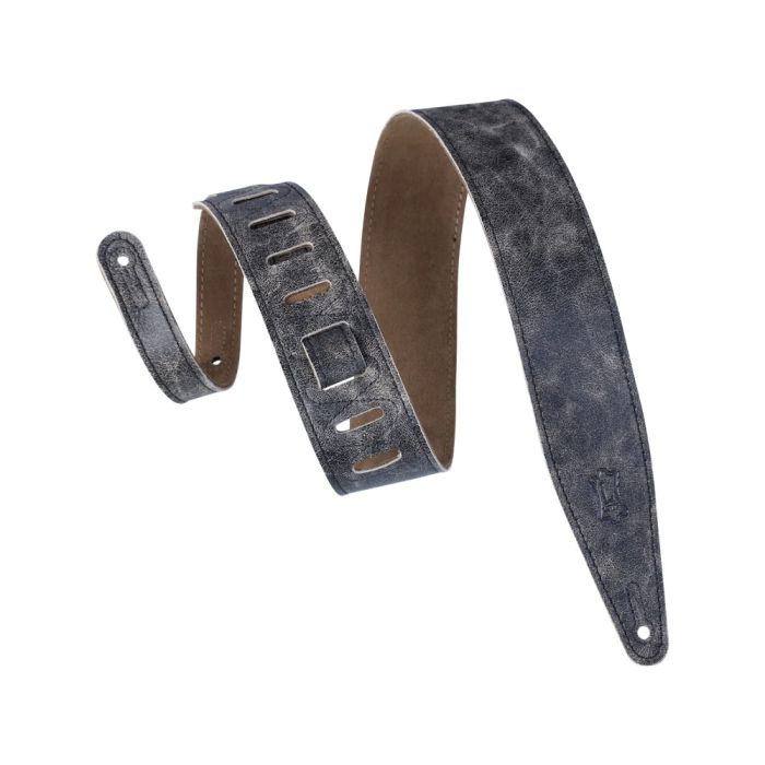 Levy's 2.5 inch Distressed Leather Series Guitar Strap - Black Chrome