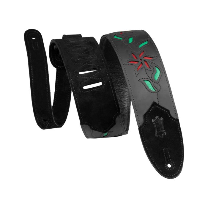 Levy's 2.5 inch Leather Flowering Vine Series - Black and Red