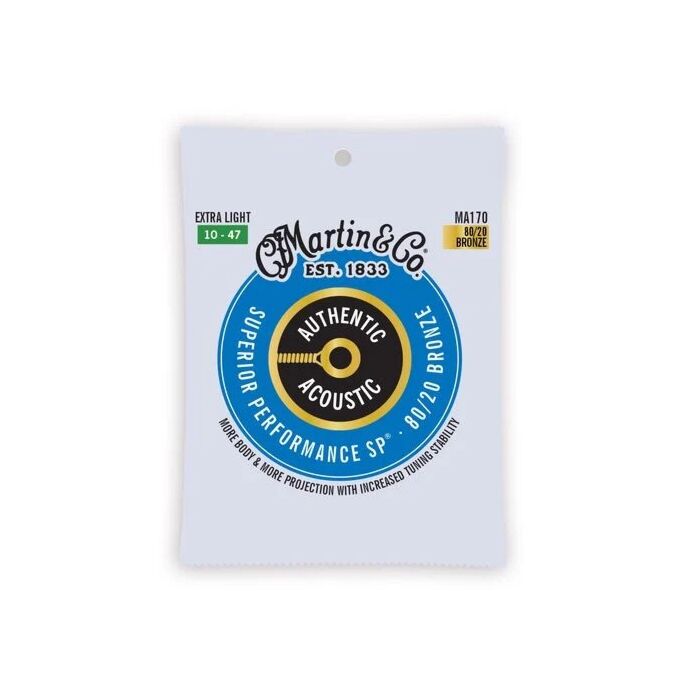 Martin MA170 80/20 Bronze Extra Light Authentic Acoustic SP Guitar Strings