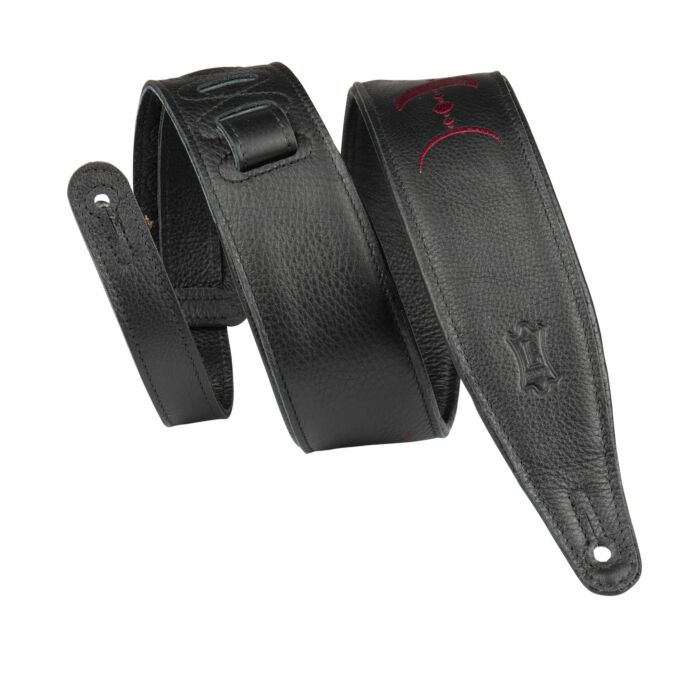 Levy's MG317MP-BLK-BRG 2.5 inch Moon Phases Series Padded Leather Guitar Strap - Black/Burgundy