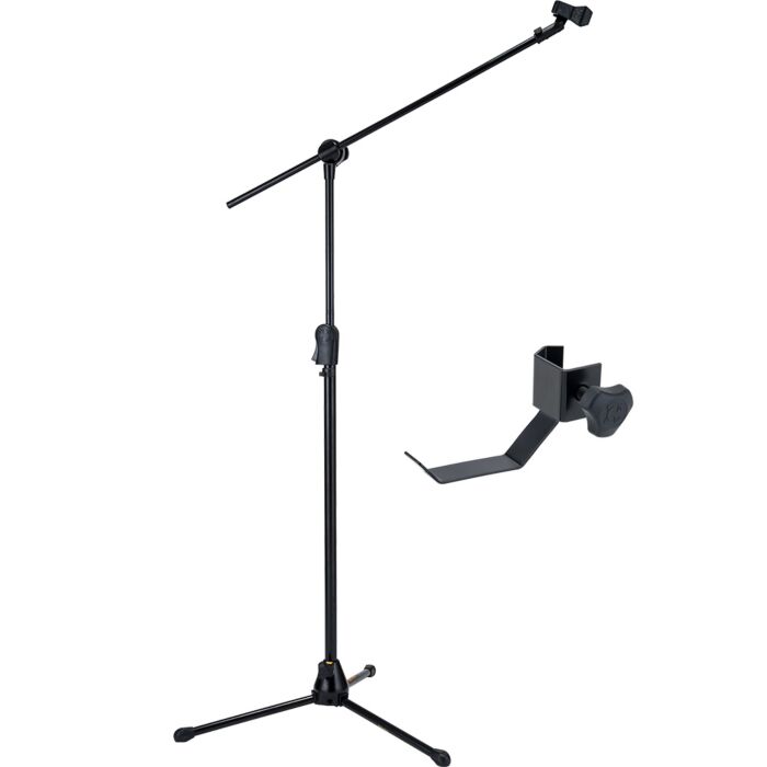 Hercules MS533B+HA700 Headphone Hook EZ Clutch Tripod Microphone Stand with 2 in 1 Hideaway Boom