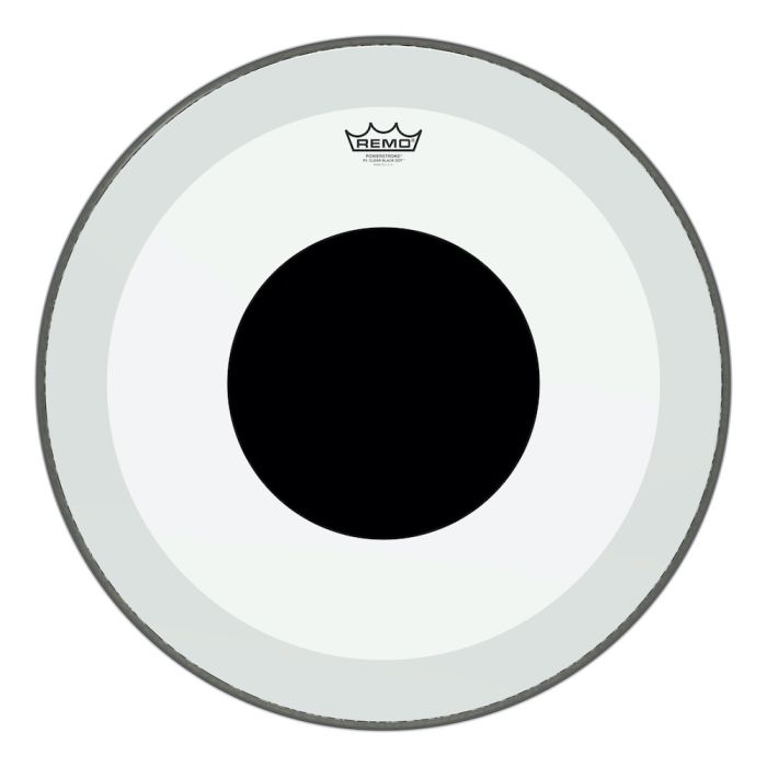 Remo P3-1322-10 Powerstroke P3 Clear Black Dot Bass Drumhead - Top Black Dot - 22 inch