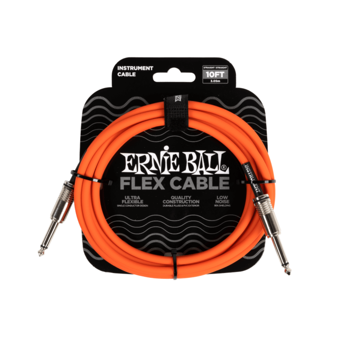 Ernie Ball Flex Instrument Cable Straight to Straight - 10ft. - Orange
