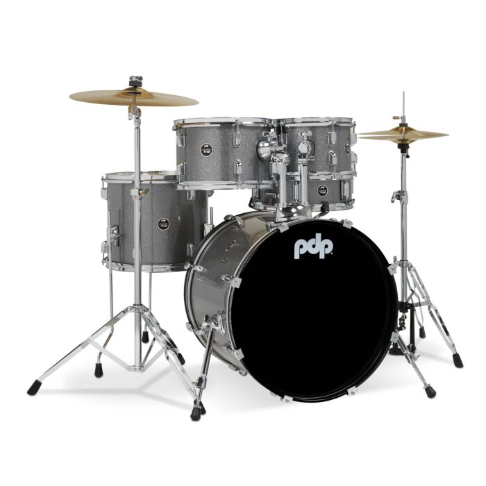 PDP PDCE2015KTSS Center Stage 5-Piece Drum Set - Silver Sparkle FinishPly