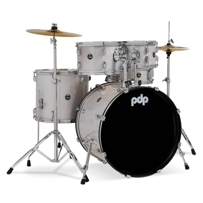 PDP PDCE2215KTDW Center Stage 5-Piece Drum Set - Diamond White Sparkle FinishPly