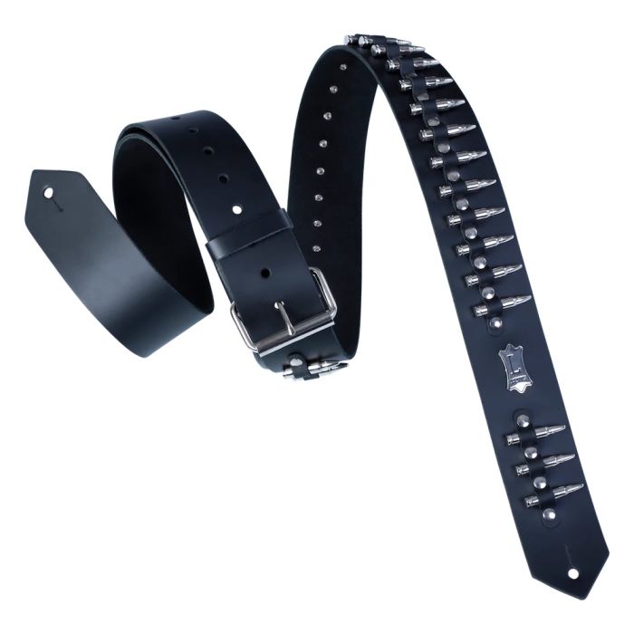 Levy's 2 inch Rebel Leather Series Guitar Strap - Black Bullets