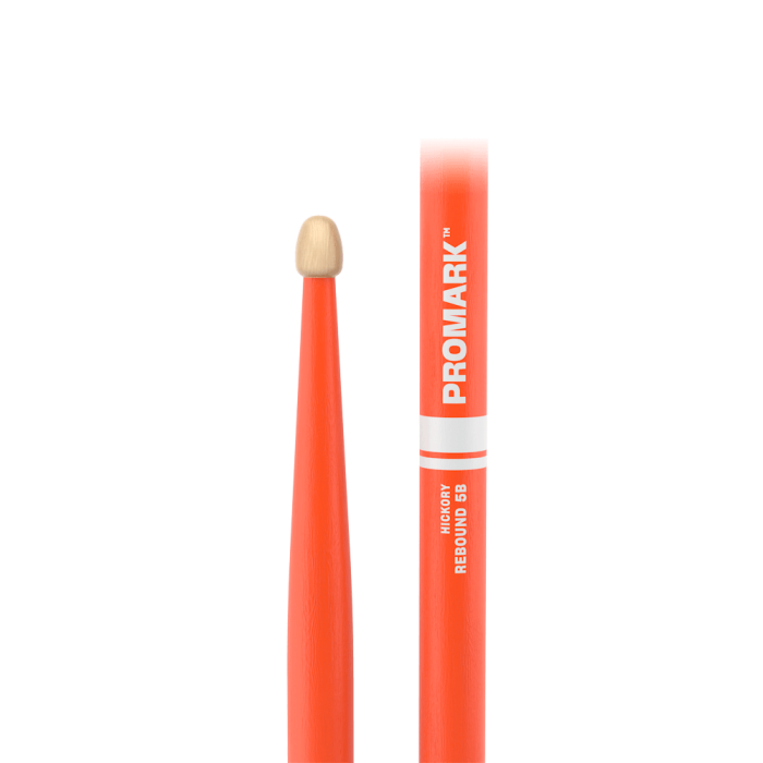 Promark 5B Hickory Rebound Acorn Wood Tip Drumsticks - Orange