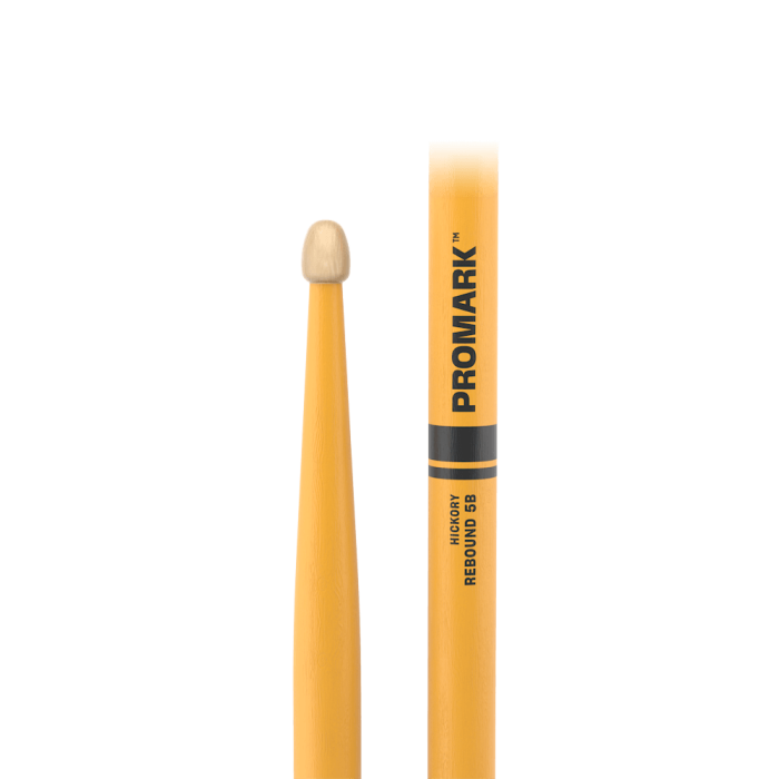 Promark 5B Hickory Rebound Acorn Wood Tip Drumsticks - Yellow