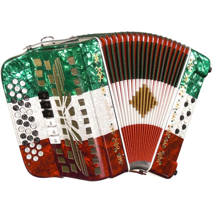 SofiaMari 34-Button and 12-Bass Two Tone Accordion - Red/White/Green