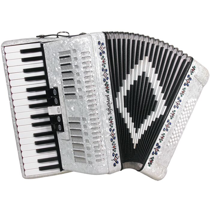 SofiaMari 34 Key and 48 Bass Piano Accordion - White Pearl