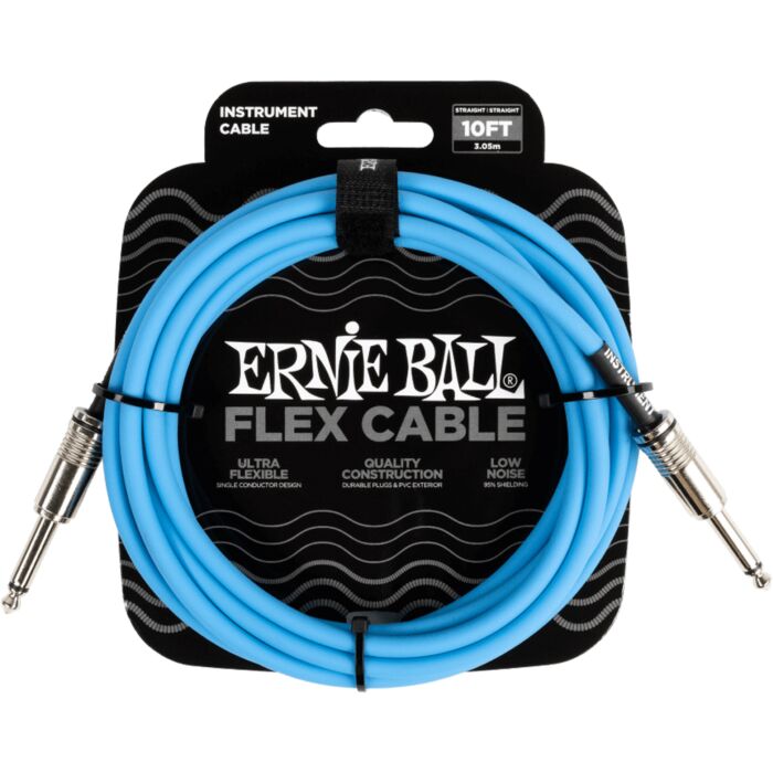 Ernie Ball Flex Instrument Cable Straight to Straight - 10ft. to 20ft. - Blue
