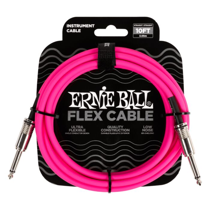 Ernie Ball Flex Instrument Cable Straight to Straight - 10ft. - Pink