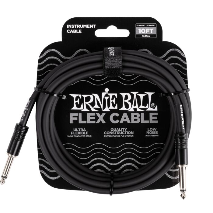 Ernie Ball Flex Instrument Cable Straight to Straight - 10ft. - Black