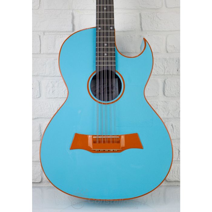 Sevillano C1 Bajo Quinto Single Cutaway with SKB Hard Case and Sound Hole Pickup - Baby Blue Orange