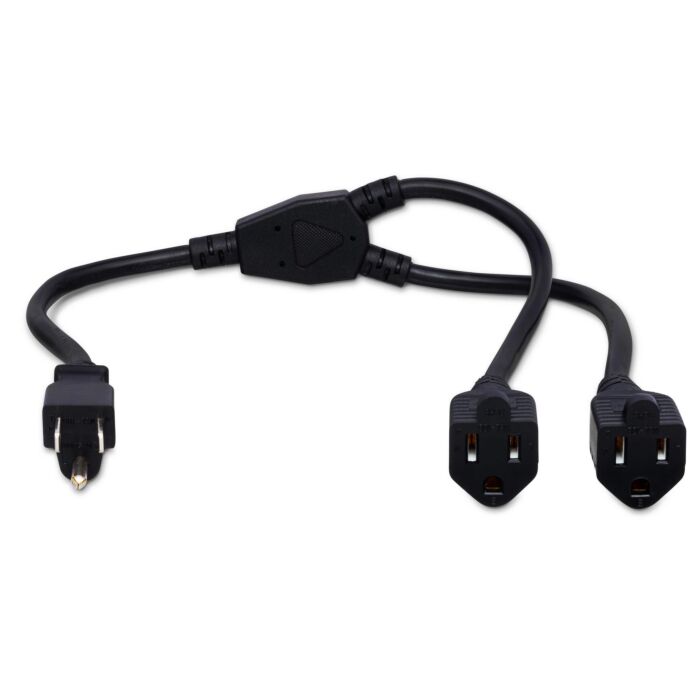 Hosa Power Extension Y Cable Dual NEMA 5-15R to NEMA 5-15P - 14 AWG x 3 OFC