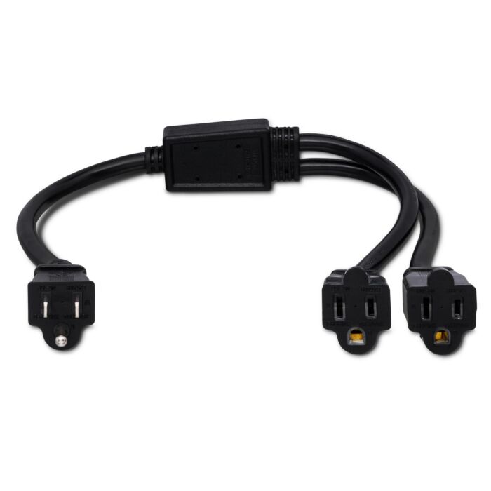Hosa Power Extension Y Cable Dual NEMA 5-15R to NEMA 5-15P - 18 AWG x 3 OFC