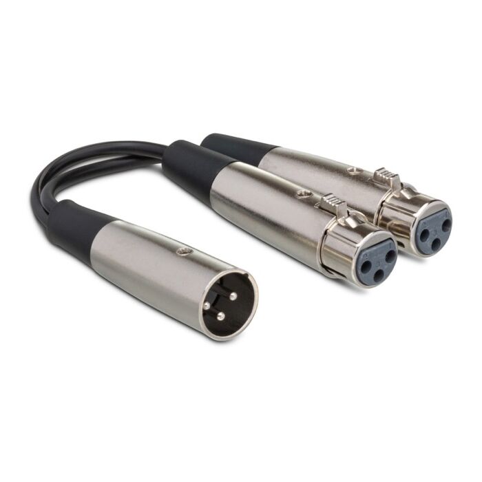 Hosa XLR3M to Dual XLR3F Y Cable - 6in. to 1.5ft.
