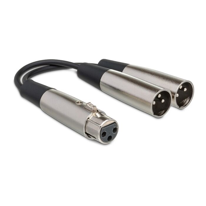 Hosa XLR3F to Dual XLR3M Y Cable - 6in. to 1.5ft.